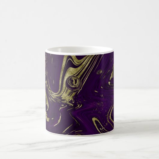 Moderne Elegante Lila und goldene Marmorbäume Kaffeetasse (Mittel)