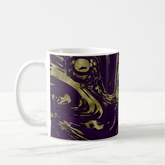 Moderne Elegante Lila und goldene Marmorbäume Kaffeetasse (Links)
