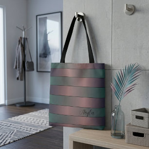 Moderne elegante lila und tealfarbene Monogrammstr Tasche