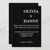 Moderne Elegante Luxus Schwarz und Weiß Hochzeit Einladung (Vorne/Hinten)