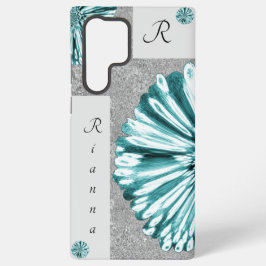 Moderne elegante Marbled Diamond Blume Aquamarin Samsung Galaxy Hülle