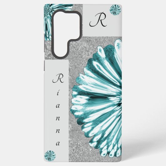 Moderne elegante Marbled Diamond Blume Aquamarin Samsung Galaxy Hülle (Rückseite)