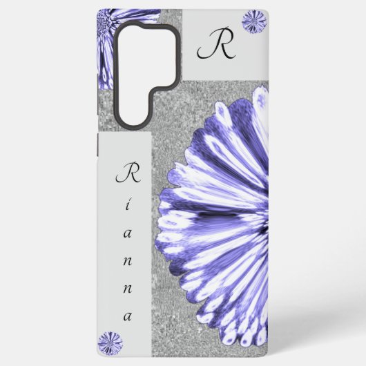 Moderne elegante Marbled Diamond Blume Lila Samsung Galaxy Hülle (Rückseite)