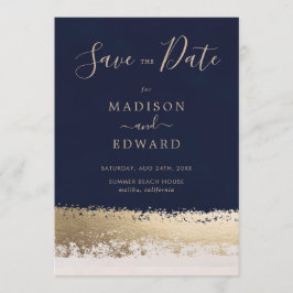 Moderne Elegante, Marine, Gold Foil Einladung