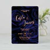 Moderne elegante Marineblau-Goldmedaille Hochzeit  Folieneinladung (Stehend vorne)