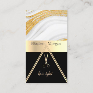 Moderne elegante Marmor Gold Schwarz, Schere Visitenkarte