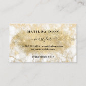 Moderne, elegante Marmorhaare aus Goldgold-Glitzer Visitenkarte (Rückseite)