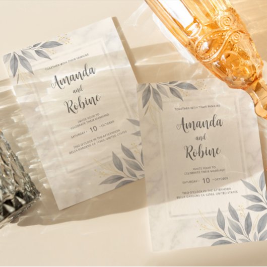 Moderne elegante Marmorhochzeit - Einladung