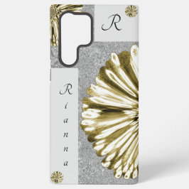 Moderne elegante Marmorplatte Diamond Blume Gold Samsung Galaxy Hülle