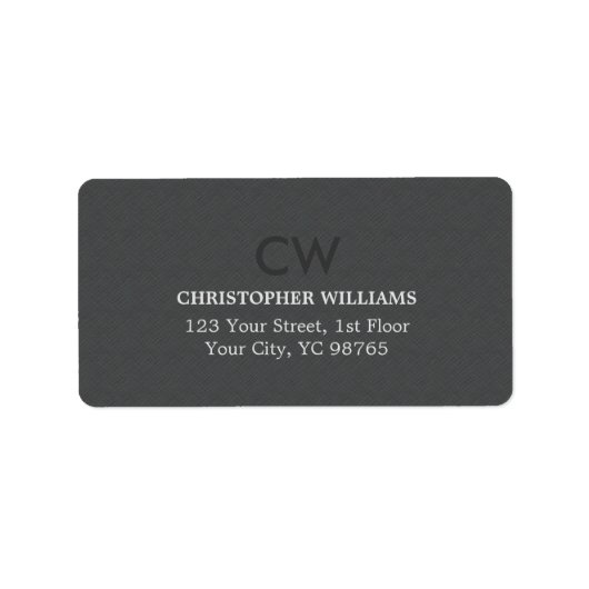 Moderne elegante Maskuline Textur Grau Monogramm Adressaufkleber (Vorne)