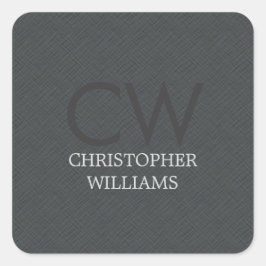 Moderne elegante Maskuline Textur Grau Monogramm Quadratischer Aufkleber