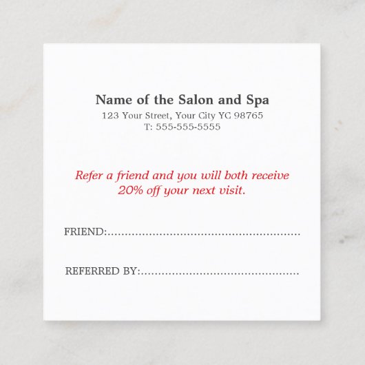 Moderne Elegante Massage Therapist Foto-Referenz Empfehlungskarte (Rückseite)