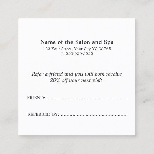 Moderne Elegante Massage Therapist Foto-Referenz Empfehlungskarte (Rückseite)