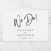 Moderne, elegante, maßgeschneiderte Hochzeitsweiße Schaumweinetikett (Einzelnes Label)