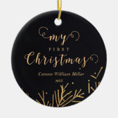 Moderne Elegante Mein erster Weihnachtskinderurlau Keramik Ornament (Vorne)