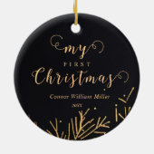 Moderne Elegante Mein erster Weihnachtskinderurlau Keramik Ornament (Hinten)