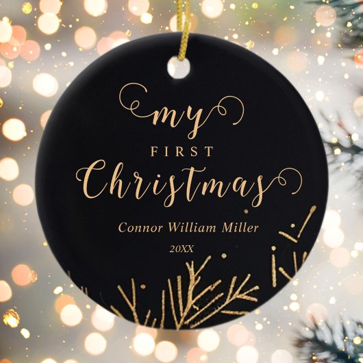 Moderne Elegante Mein erster Weihnachtskinderurlau Keramik Ornament