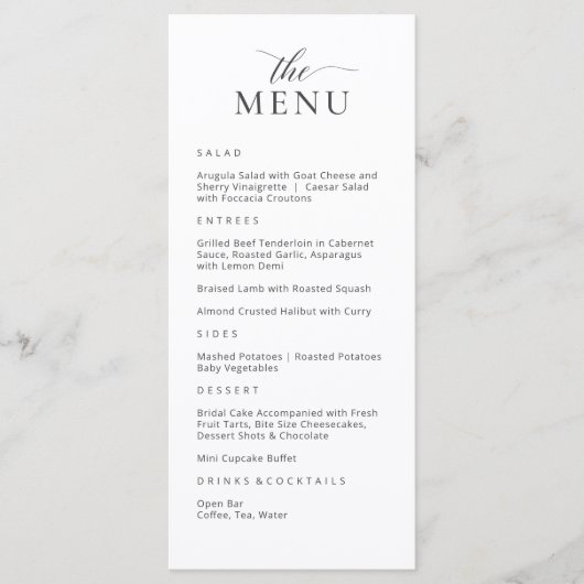 Moderne elegante Menükarte (Vorderseite)