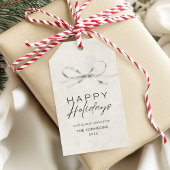 Moderne Elegante Minimal Bow Happy Holidays Famili Geschenkanhänger