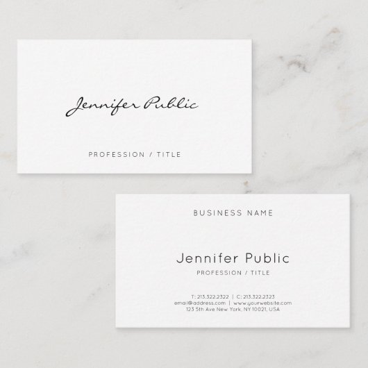 Moderne Elegante Minimal einfache Kalligraphie-Skr Visitenkarte (Vorne/Hinten)