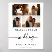 Moderne Elegante Minimal Fotos Hochzeit Willkommen Poster (Vorne)