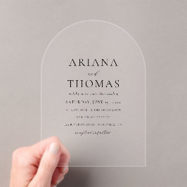 Moderne elegante Minimal-Hochzeit Acryleinladungen