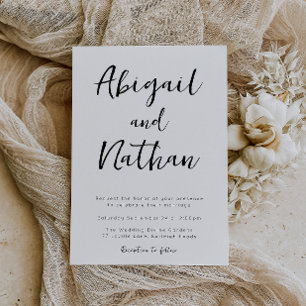 Moderne elegante Minimal-Script-Hochzeit Einladung