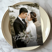 Moderne Elegante Minimal Vertikale Foto Hochzeit Dankeskarte