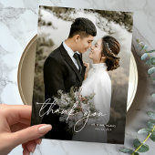 Moderne Elegante Minimal Vertikale Foto Hochzeit Dankeskarte