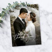 Moderne Elegante Minimal Vertikale Foto Hochzeit Dankeskarte