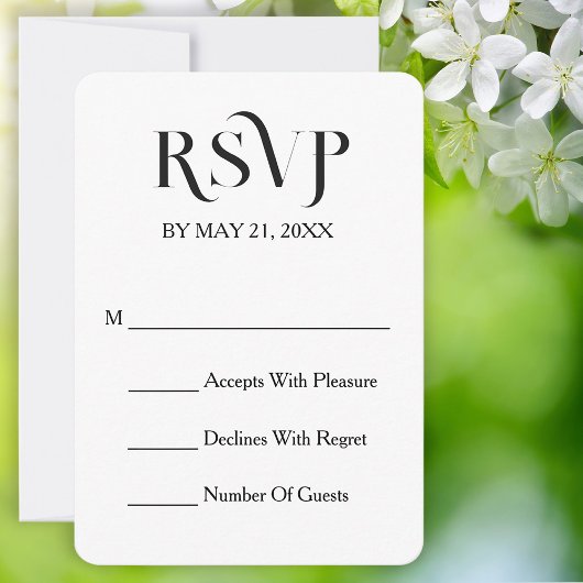 Moderne elegante Minimal White Wedding RSVP Karte