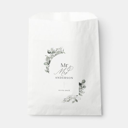 Moderne elegante minimale botanische Eukalyptus Geschenktütchen (Vorderseite)