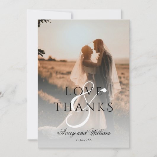 Moderne Elegante Minimale Foto Hochzeit Dankeskarte (Vorderseite)