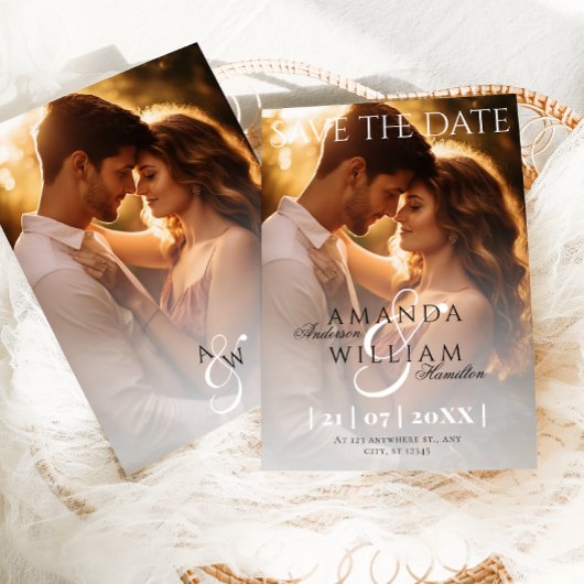 Moderne Elegante Minimale Foto Hochzeit Save The Date