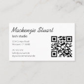 Moderne elegante minimale Haar-QR-Code-Schrift Visitenkarte (Rückseite)