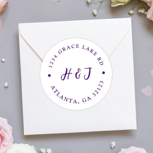 Moderne Elegante Minimale Hochzeit-Rücksendeadress Runder Aufkleber