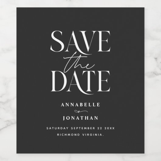 Moderne, elegante, minimale Skripthochzeit Weinetikett (Einzelnes Label)