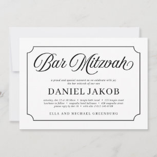 Moderne elegante minimalist einfache Bar Mizwa Einladung