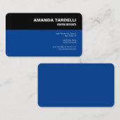 Moderne Elegante Minimalistisch Black Deep Blue Visitenkarte (Vorne/Hinten)