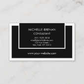 Moderne Elegante Minimalistisch Schwarz & Weiß Visitenkarte (Rückseite)