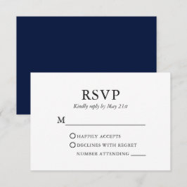 Moderne Elegante Minimalistisch Wedding Blue RSVP Karte