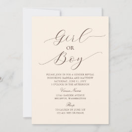 Moderne elegante Minimalistische Beige Baby Gender Einladung