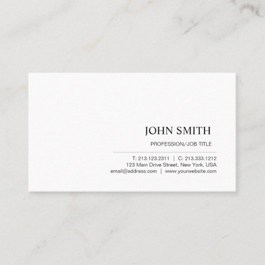 Moderne Elegante Minimalistische Berufliche Schlic Visitenkarte (Vorderseite)