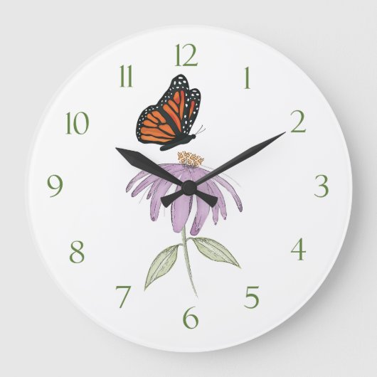 Moderne Elegante Minimalistische Butterfly Große Wanduhr (Vorderseite)
