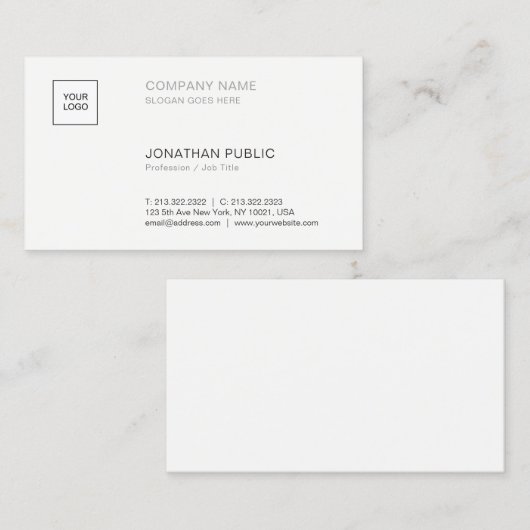 Moderne, elegante Minimalistische Firmenvorlage ei Visitenkarte (Vorne/Hinten)