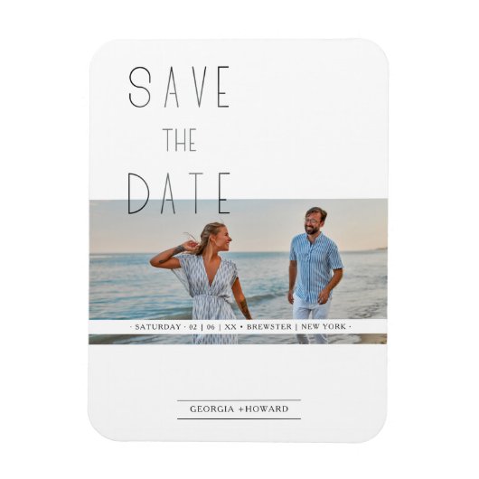 Moderne elegante Minimalistische Foto-Hochzeit Magnet (Vertikal)