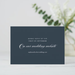 Moderne, elegante Minimalistische Hochzeit in Navy RSVP Karte