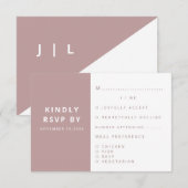 Moderne, elegante Minimalistische Hochzeit in Rosa RSVP Karte (Vorne/Hinten)