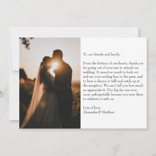 Moderne elegante Minimalistische Liebe Herzenslust Dankeskarte (Rückseite)