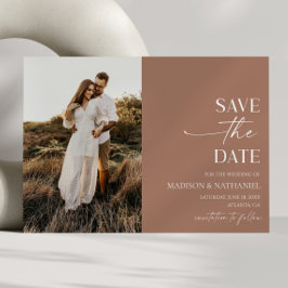 Moderne elegante Minimalistische Mocha Mousse Wedd Save The Date